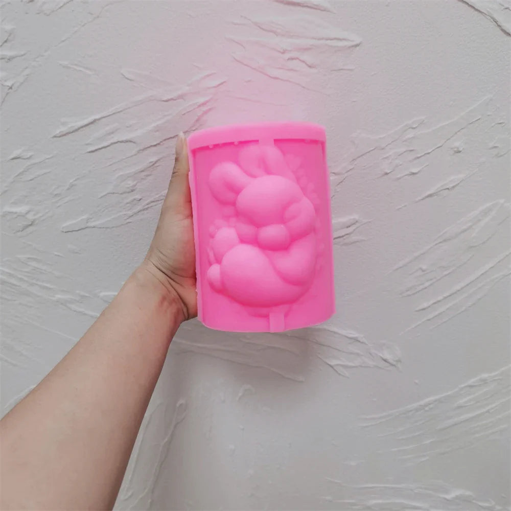 Easter Bunny Pillar Candle Mold Silicone