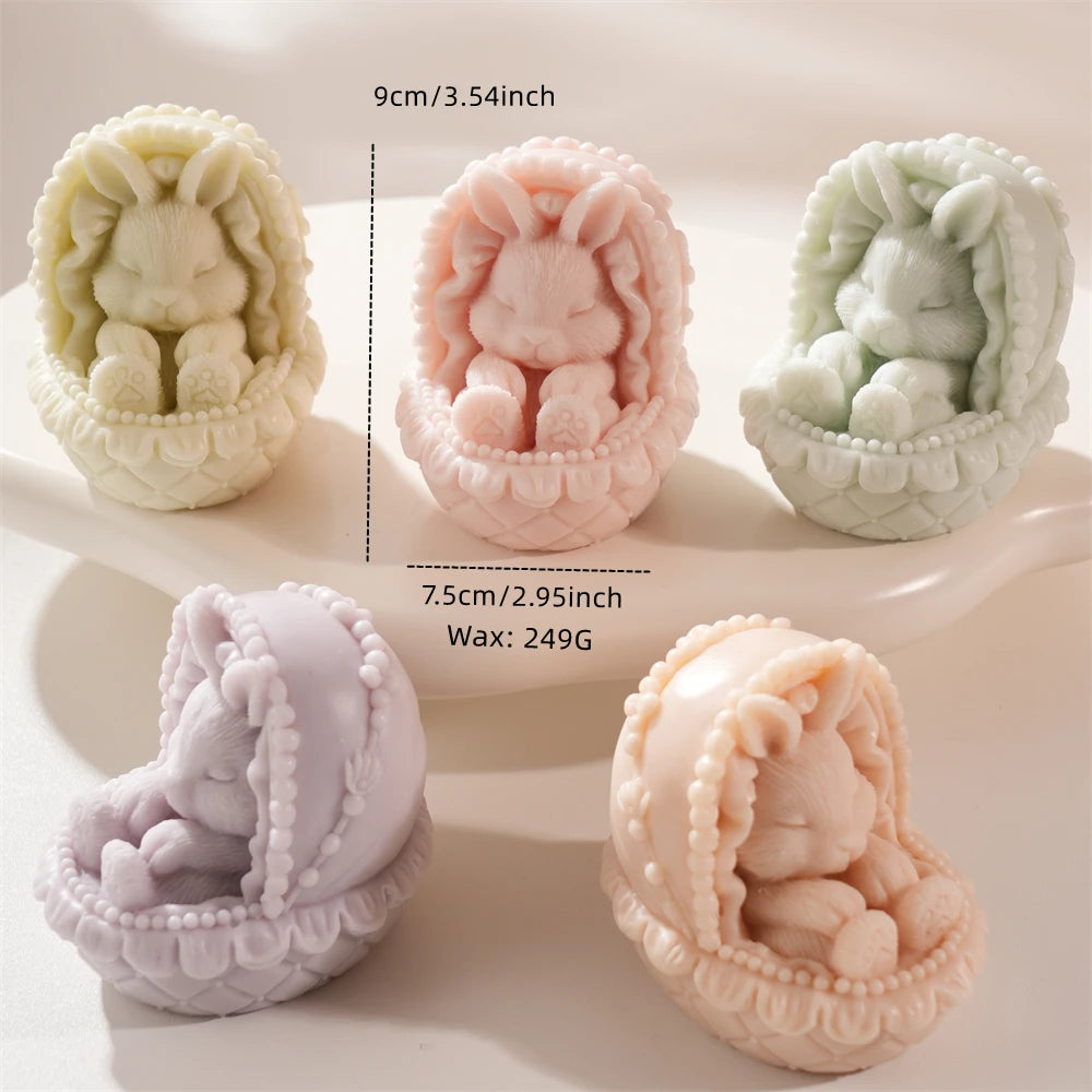 Easter Rabbit in Cradle Silicone Candle Mold for DIY
