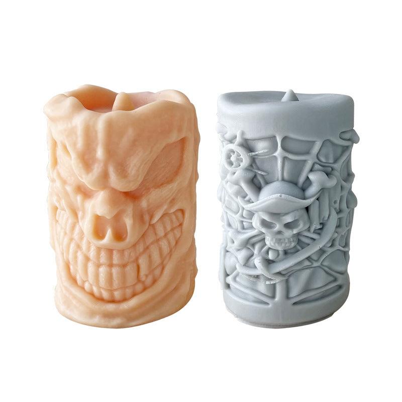 Skull Ornament Cylindrical Scented Candle Mold Candles molds