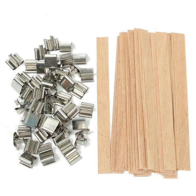 Smokeless Wooden Candle Wicks Candle Cores with Iron Stand for DIY Candle Making Candles molds
