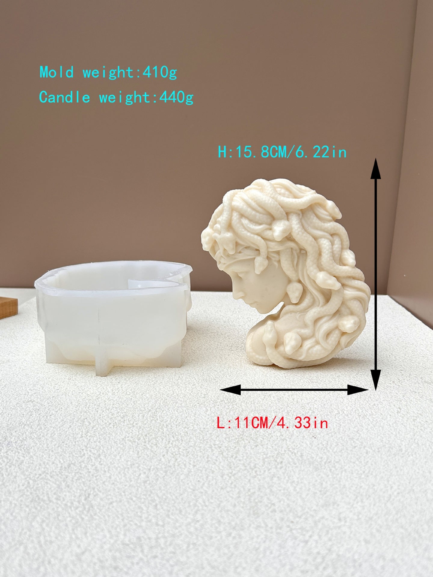 Half Face Medusa Silicone Candle Mold