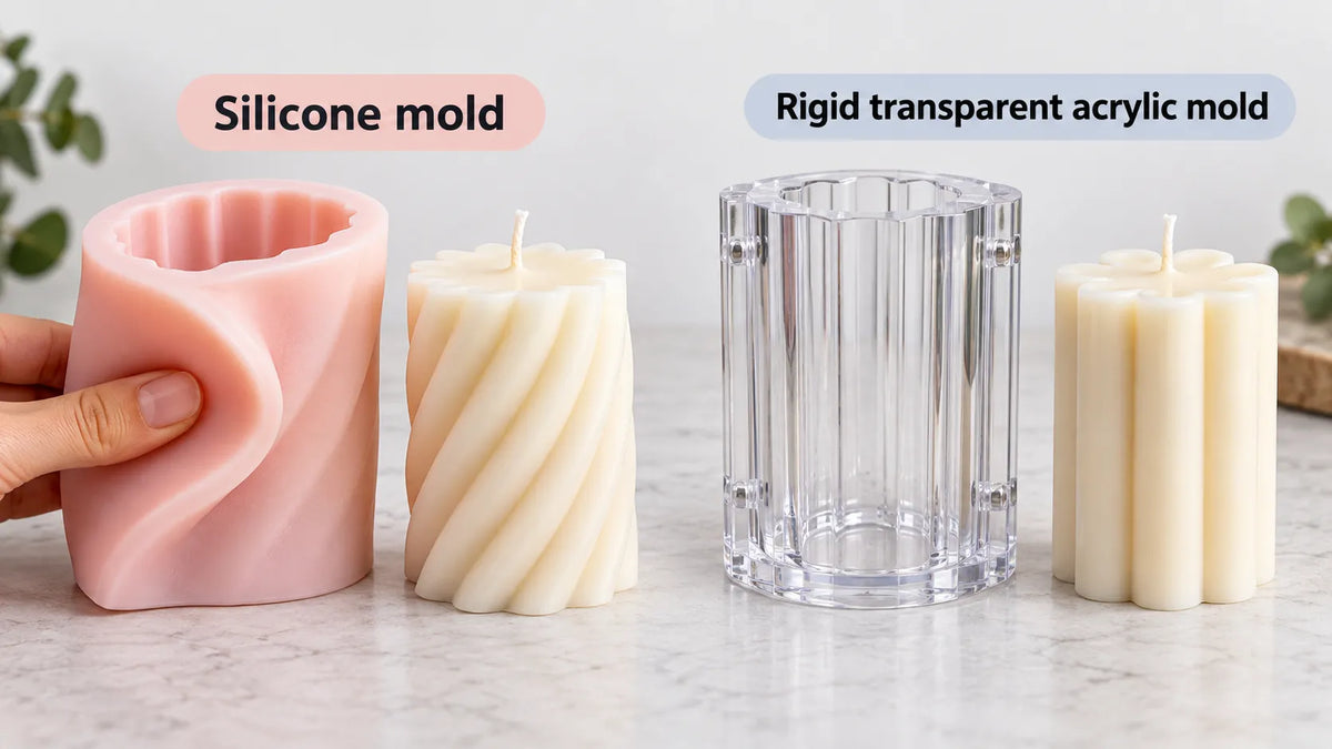 Flexible silicone and rigid transparent molds
