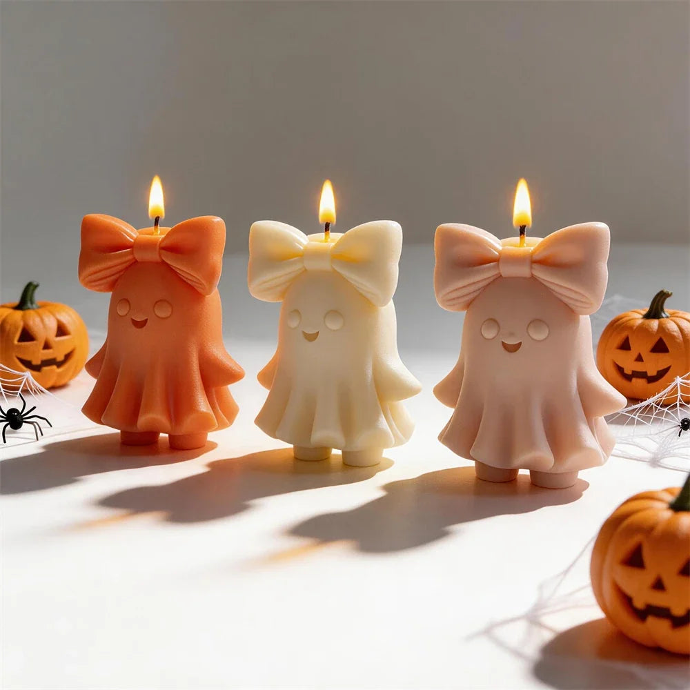 Bowknot Ghost Silicone Candle Mold for Halloween