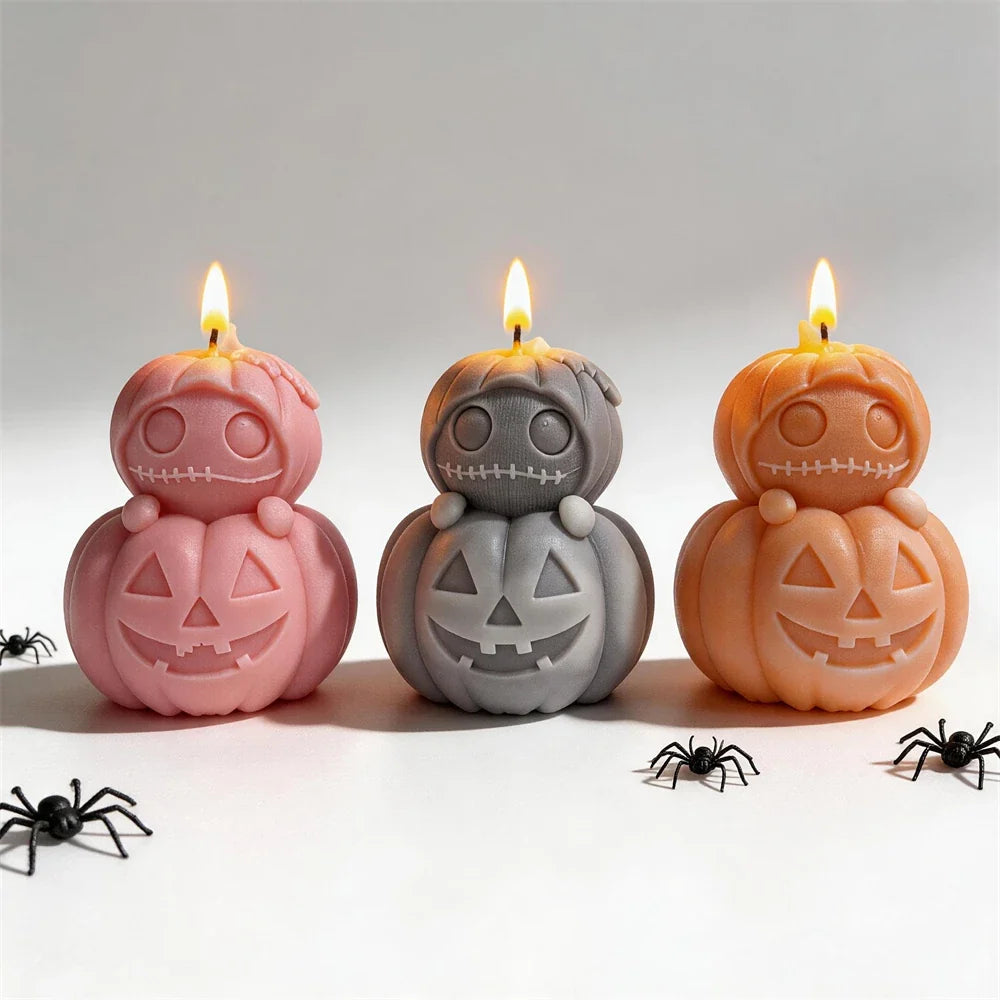 Tiered jack-o'-lantern silicone mold for Halloween candle making