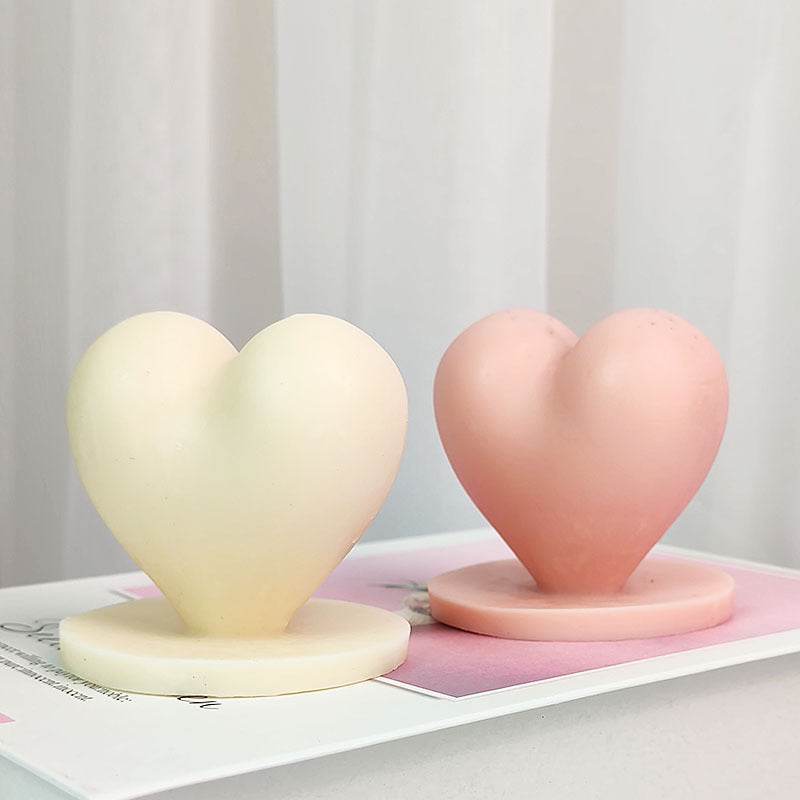 3D Love Heart with Base Silicone Candle Making Mold