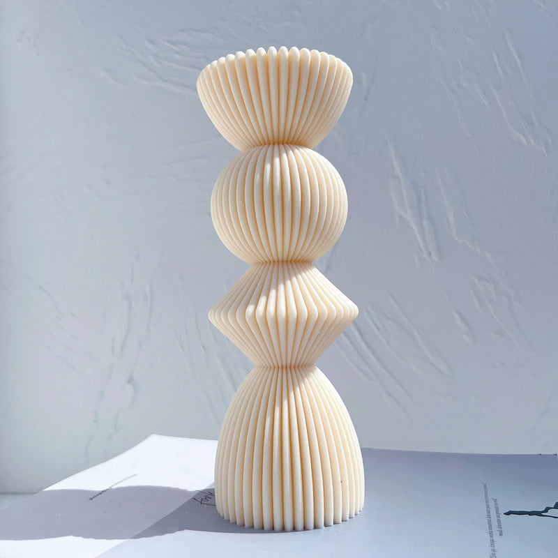 Ribbed Geometric Stack Candle Mold