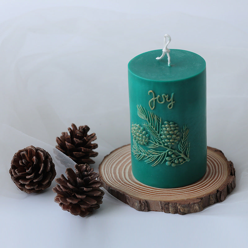 Christmas Joy Cylindrical Pine Cone Candle Mold