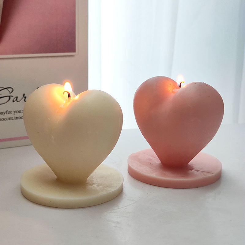 3D Love Heart with Base Silicone Candle Making Mold