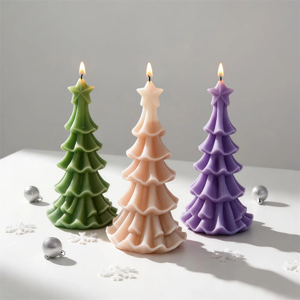 Freestanding Christmas tree candles with tiered branch details