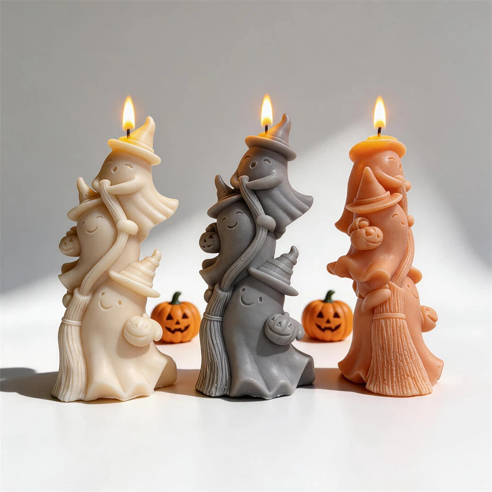 Ghost Witch Figurine Silicone Candle Mold for Halloween