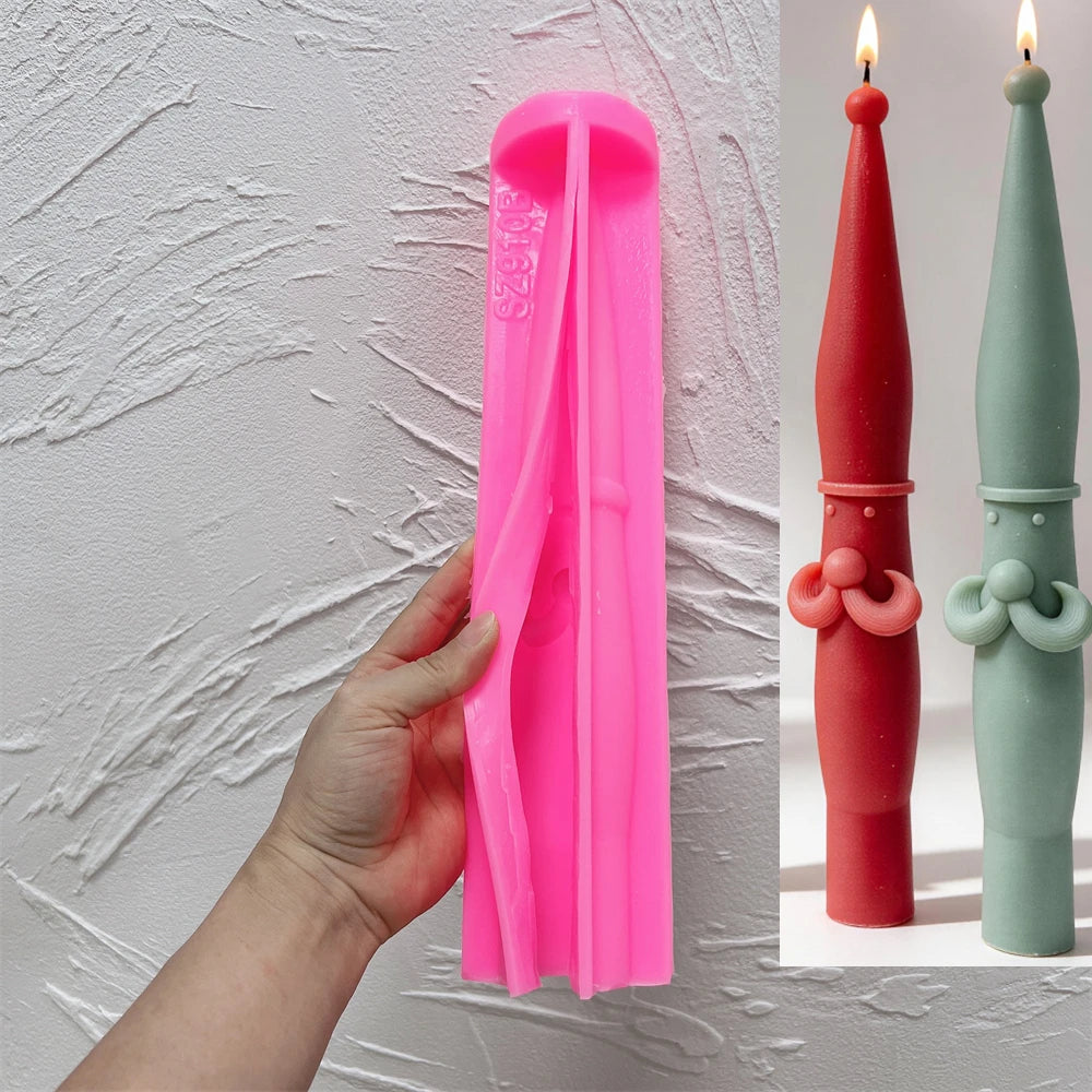 Pink silicone mold for making a 30 cm Santa pillar candle