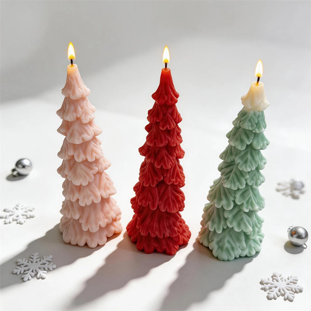 Freestanding festive tree candles with detailed curved branches