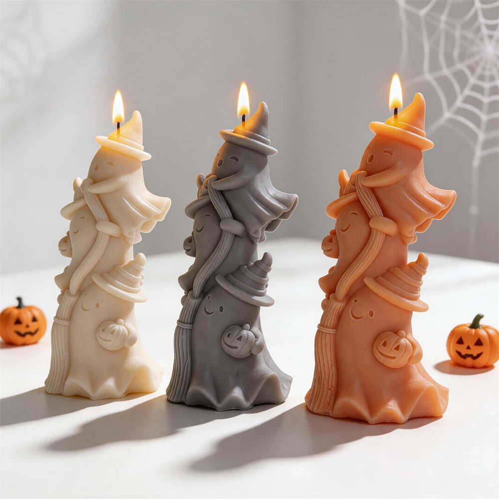 Ghost Witch Figurine Silicone Candle Mold for Halloween