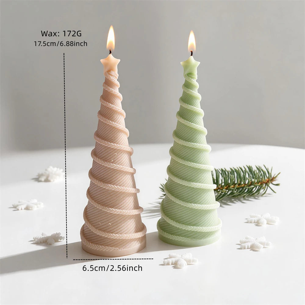 Spiral Christmas tree candle measuring 17.5 centimetres tall