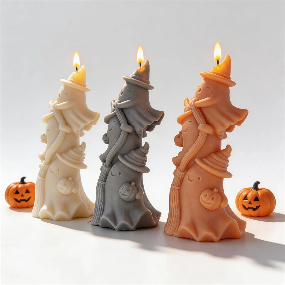 Ghost Witch Figurine Silicone Candle Mold for Halloween