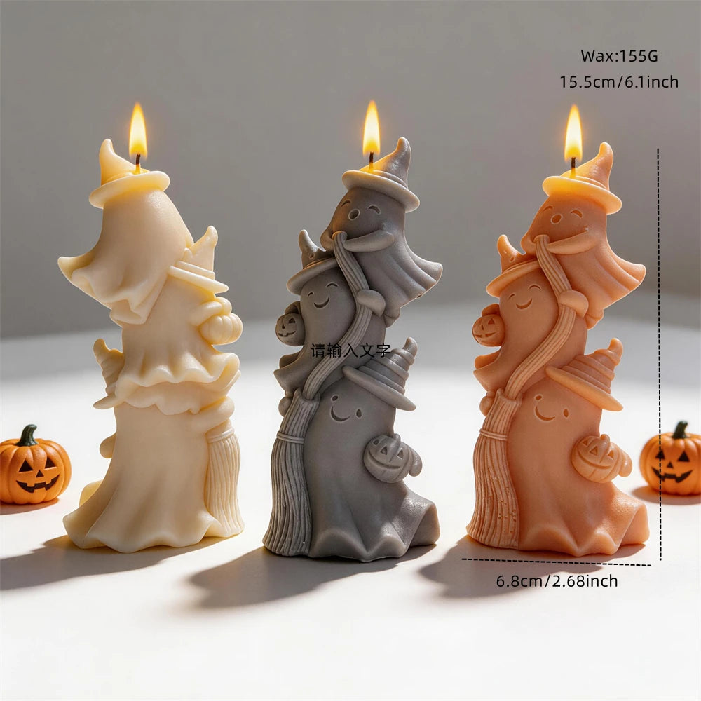 Ghost Witch Figurine Silicone Candle Mold for Halloween
