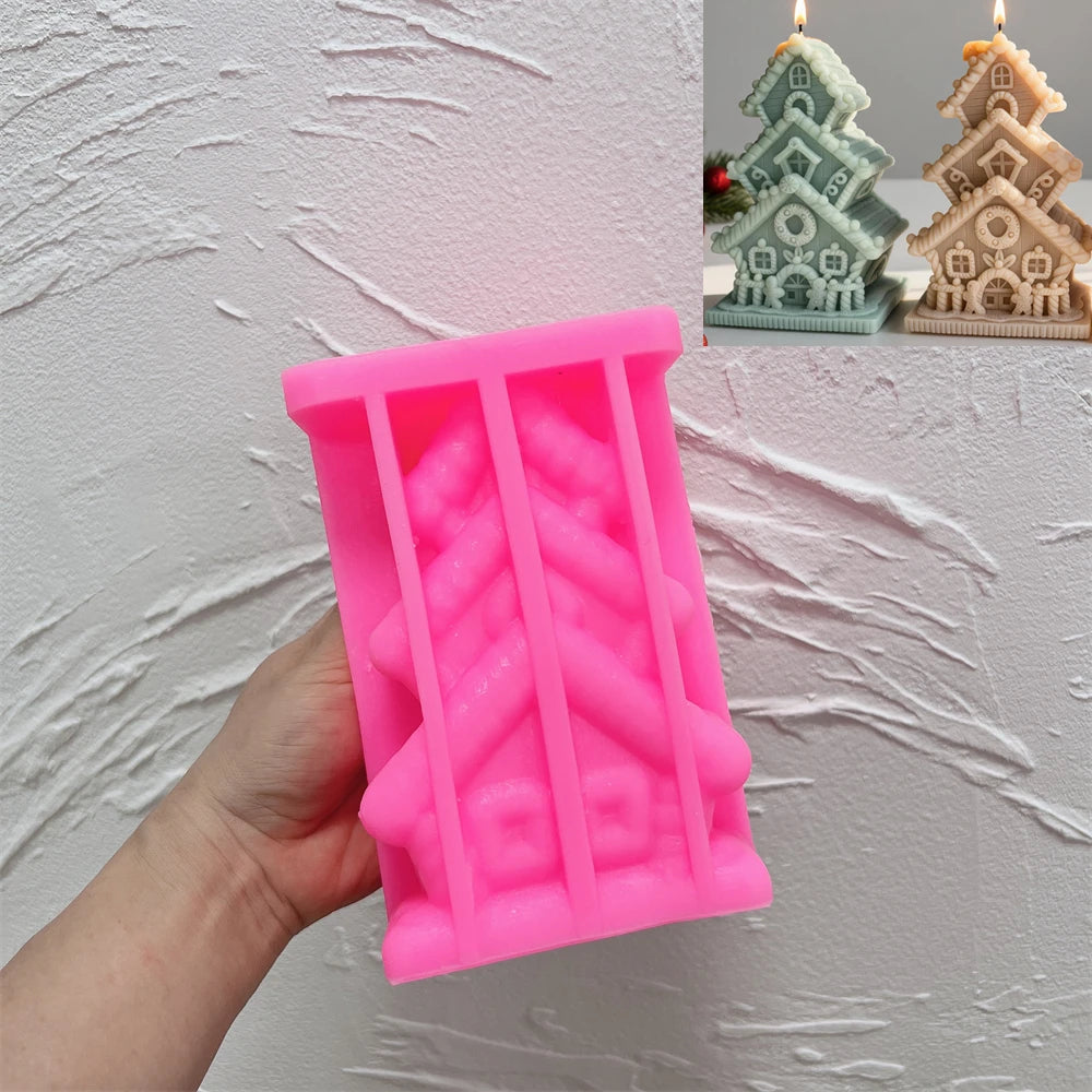 Stacked Gingerbread Cottage Silicone Candle Mold
