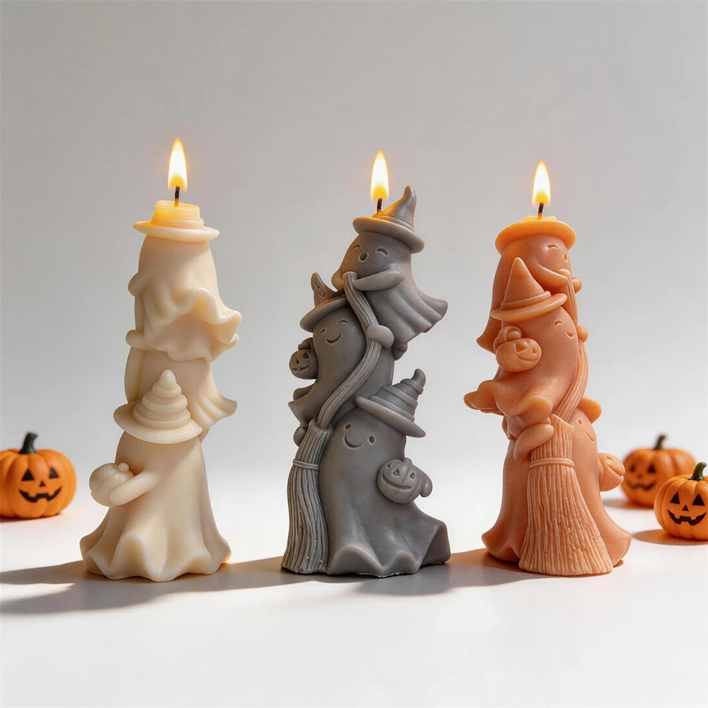 Ghost Witch Figurine Silicone Candle Mold for Halloween