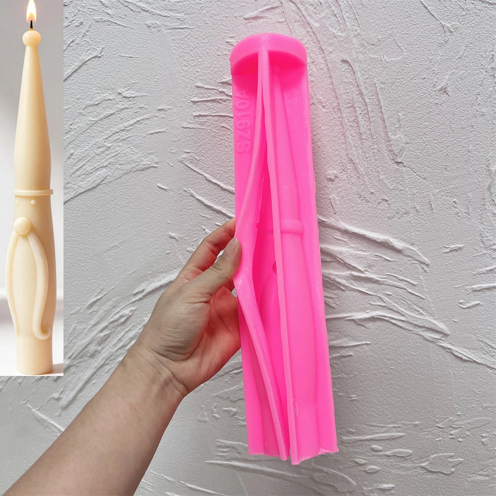 Pink silicone mold for making a 30 cm Santa pillar candle