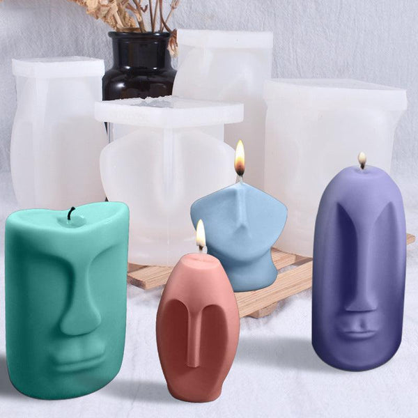 Abstract Human Face Silicone Candle Mold Candles molds