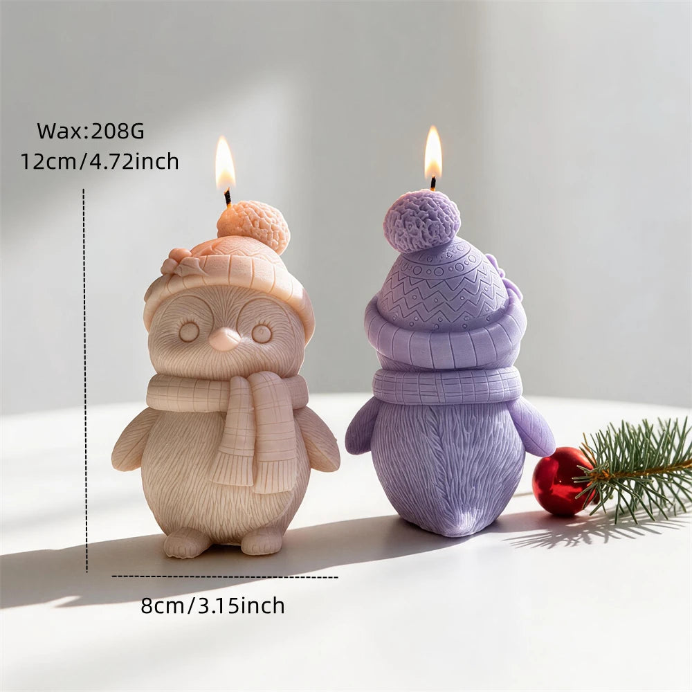 Winter penguin candle measuring 12 centimetres tall