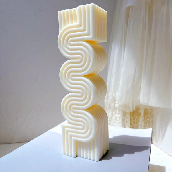 Aesthetic Wave Stripped Pillar S Shape Candle Mold