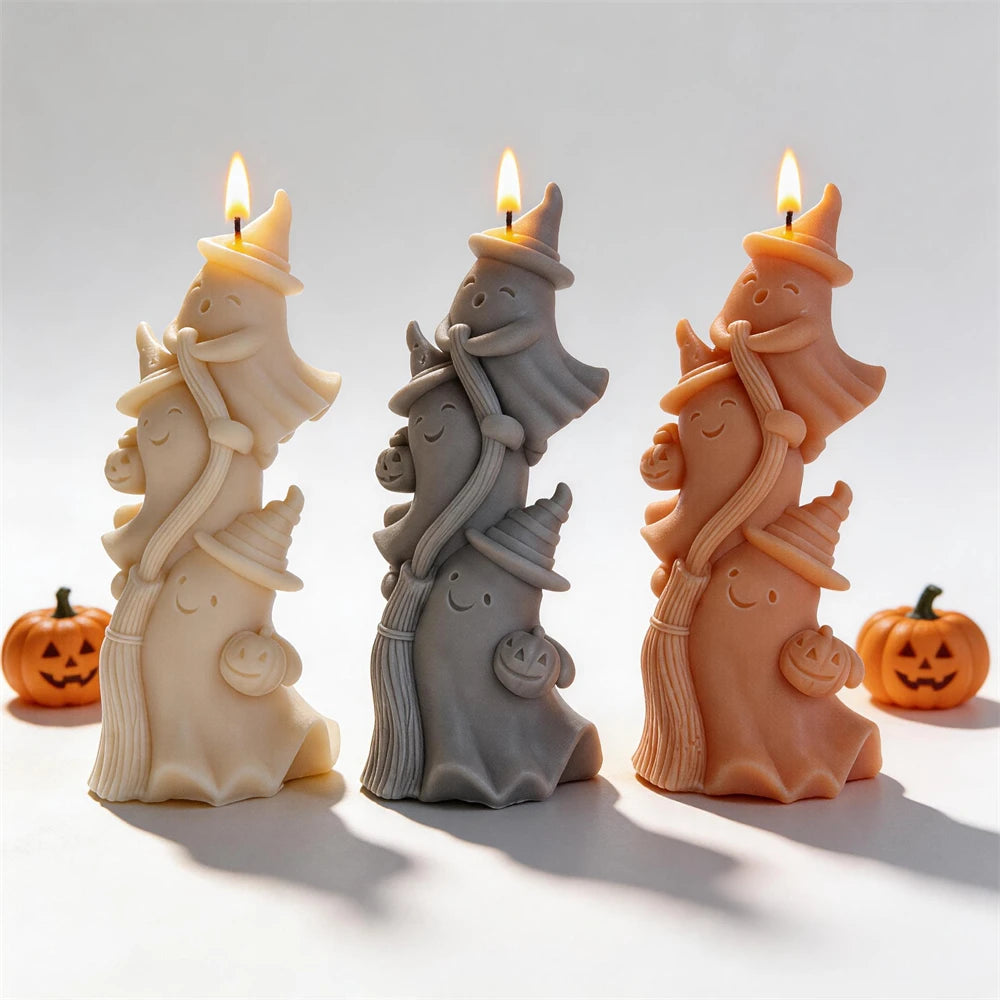 Ghost Witch Figurine Silicone Candle Mold for Halloween