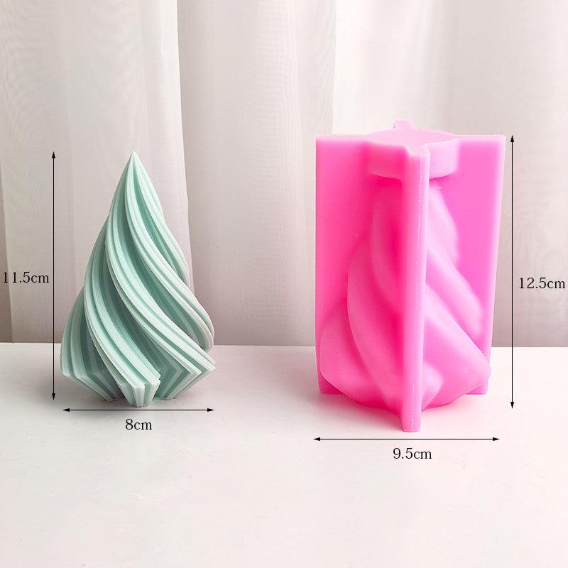 Cone Candle Mold DIY Christmas Tree Geometric Striped Aromatherapy Candle Mold Décor Gift Candles molds