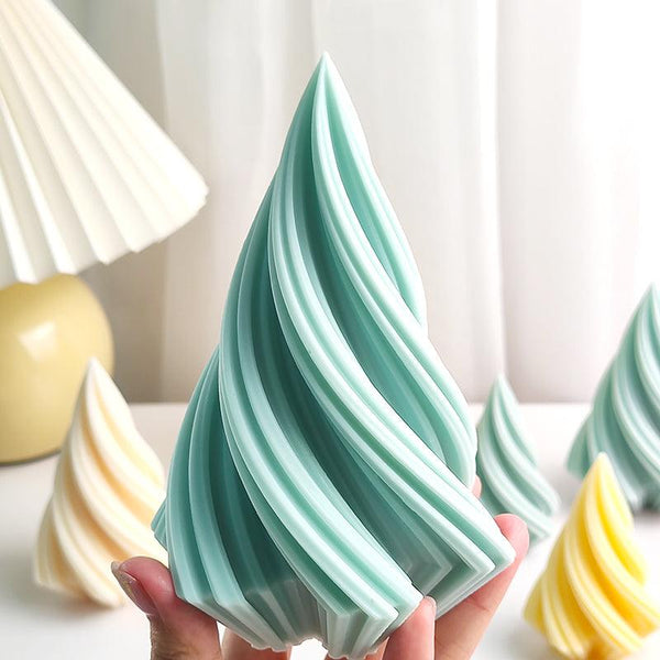 Cone Candle Mold DIY Christmas Tree Geometric Striped Aromatherapy Candle Mold Décor Gift Candles molds