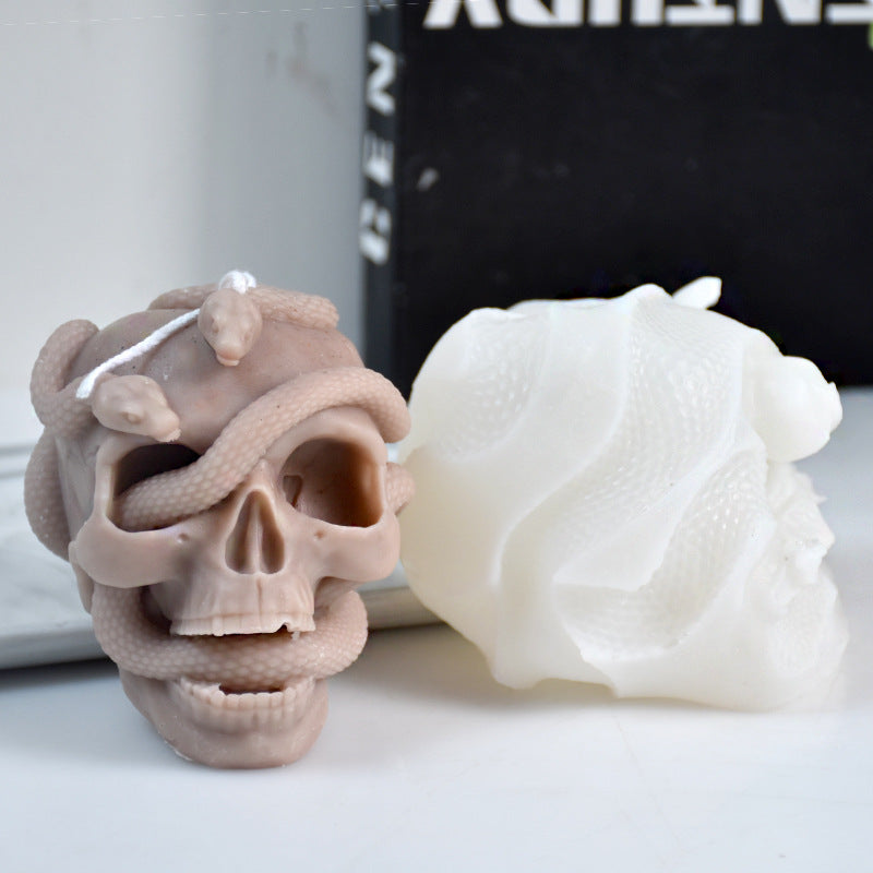 Craft Haunting Halloween Candles with Snake Winding Skull Mold | DIY Candles molds