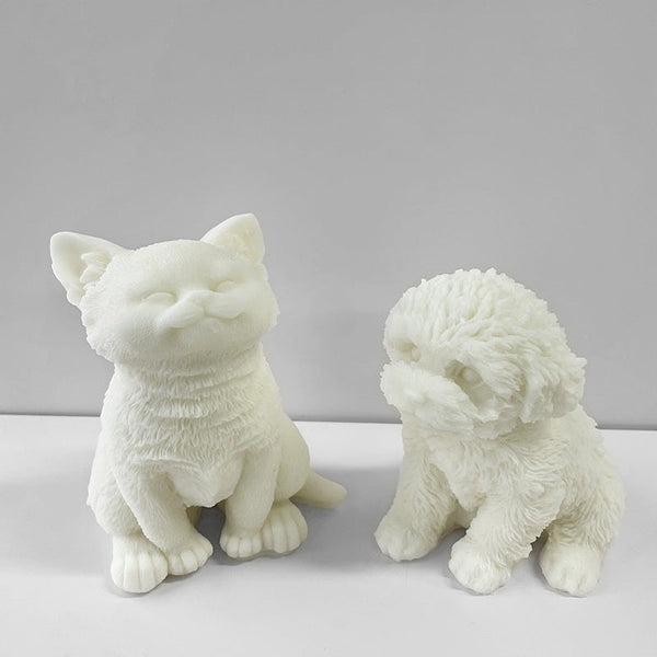 Craft Heartwarming Candles with Large Sitting Cat and Puppy Mold | Buy Now! Candles molds