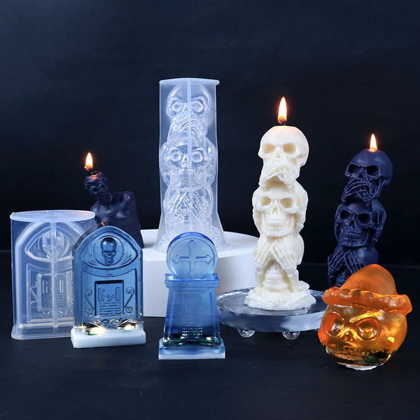 Craft Spooky Delights with our Halloween Pumpkin Skull Silicone Candle Mold Candles molds