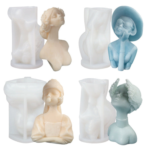 Craft Timeless Beauty: Stylish Retro Girl Portraits Candle Mold Candles molds