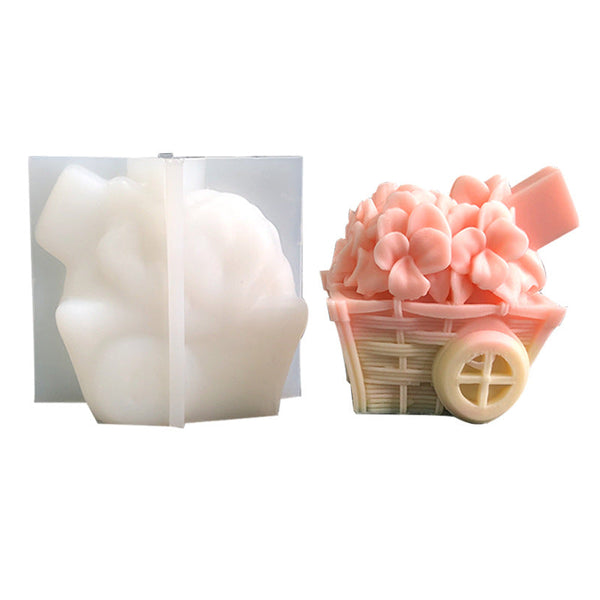 Create Exquisite Aromatherapy Candles with our 3D Flower Cart Silicone Mold Candles molds