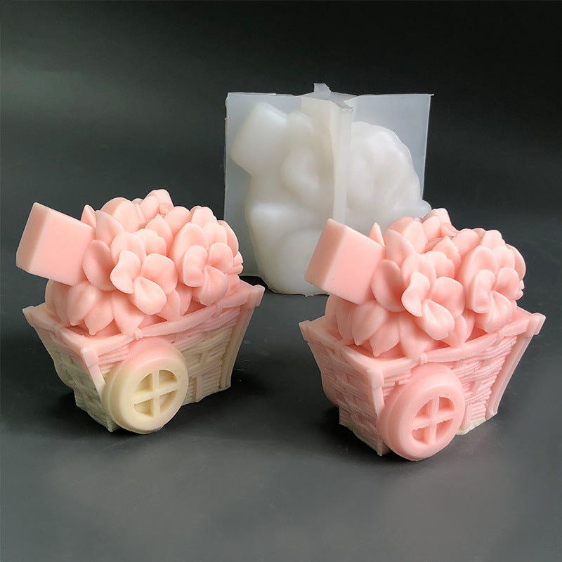 Create Exquisite Aromatherapy Candles with our 3D Flower Cart Silicone Mold Candles molds