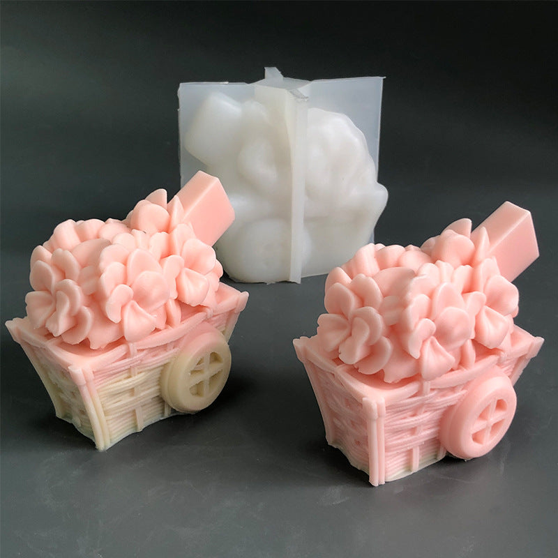 Create Exquisite Aromatherapy Candles with our 3D Flower Cart Silicone Mold Candles molds