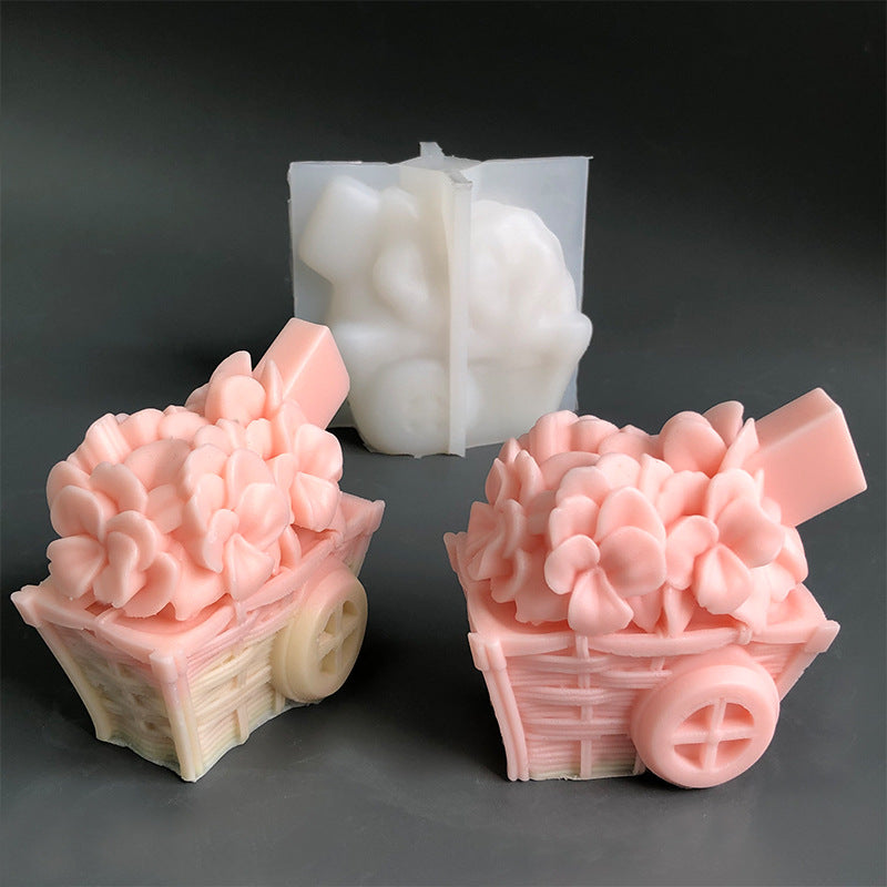 Create Exquisite Aromatherapy Candles with our 3D Flower Cart Silicone Mold Candles molds