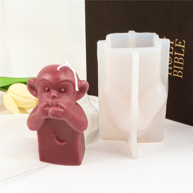 Creative Silicone Animal Shy Monkey Candle Mold Candles molds