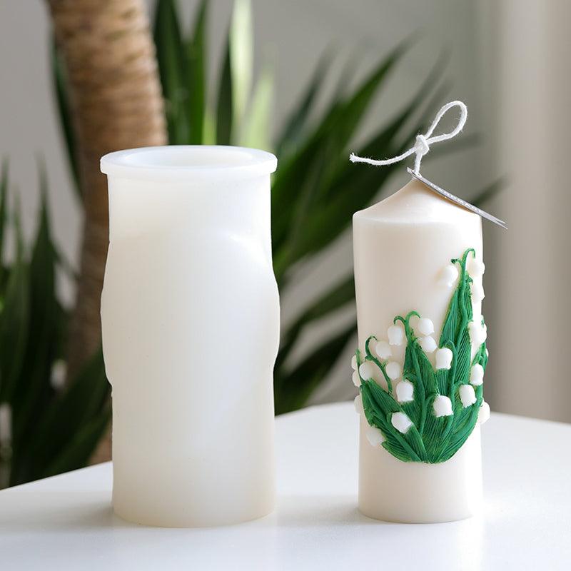 Cylinder Flower Carving Scented Candle Mold - Lily of the Valley Candles molds