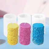 Floral Pattern Cylinder Scented Candle Silicone Mold Candles molds