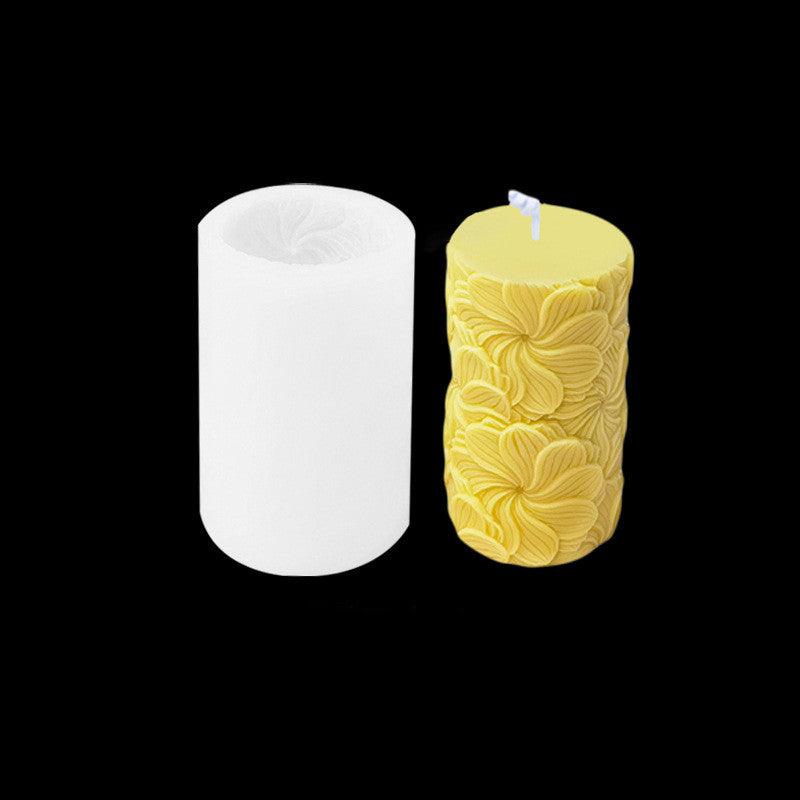 Floral Pattern Cylinder Scented Candle Silicone Mold Candles molds