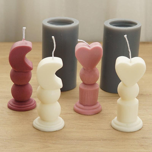 Heart and Moon Pillars Aromatherapy Candle Silicone Mold Candles molds