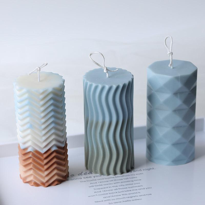 Lines Pattern cylindrical candle molds Candles molds