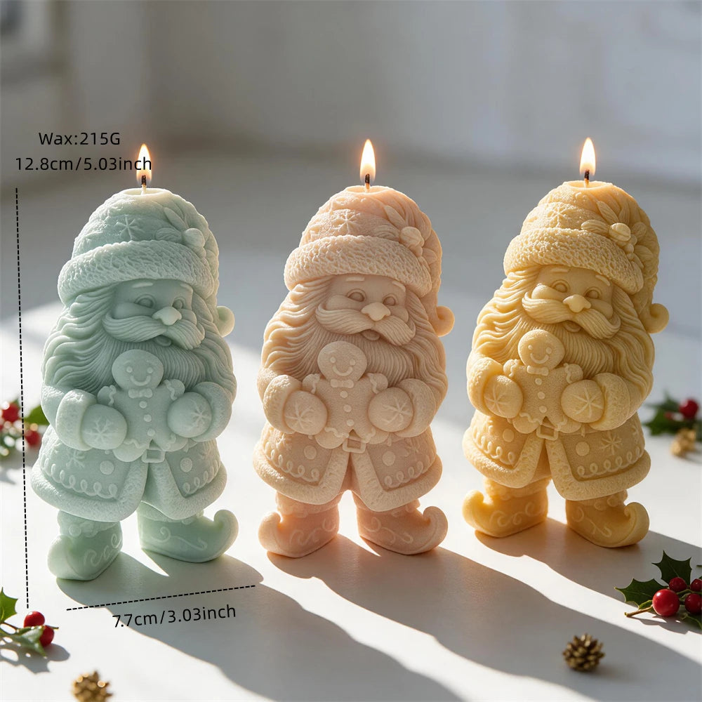 Standing gingerbread gnome candle approximately 12.8 cm high