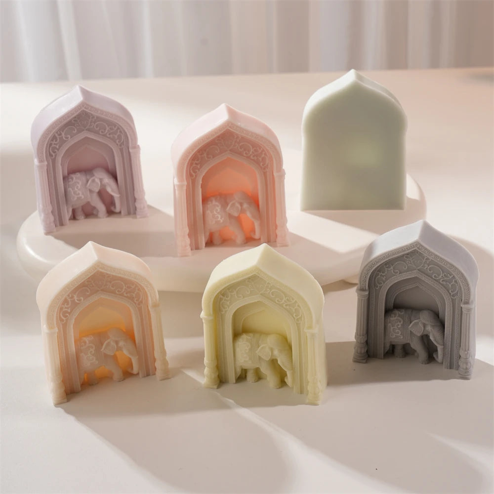 Mughal Boho Elephant Arch Silicone Candle Mold