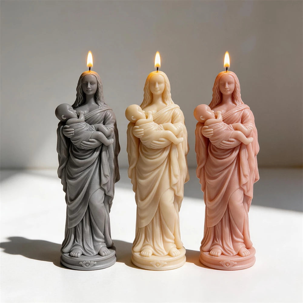 Woman and Baby Statue Silicone Candle Mold
