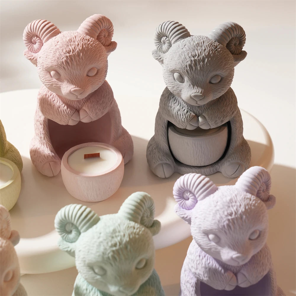 Hollow Sheep Silicone Candle Mold for Tea Light Holders