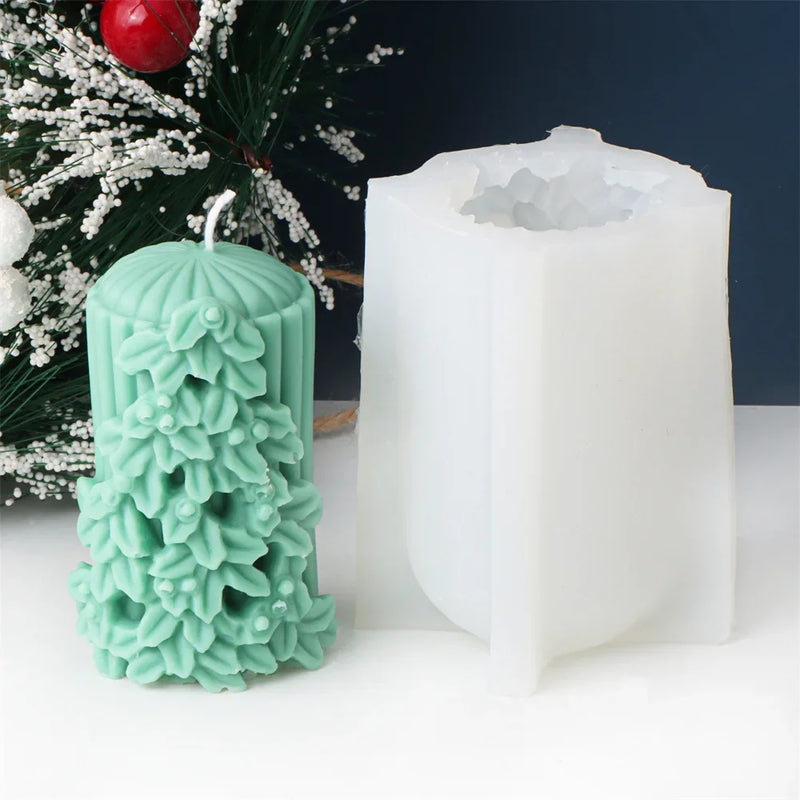 Christmas Cylindrical Candle Silicone Mold