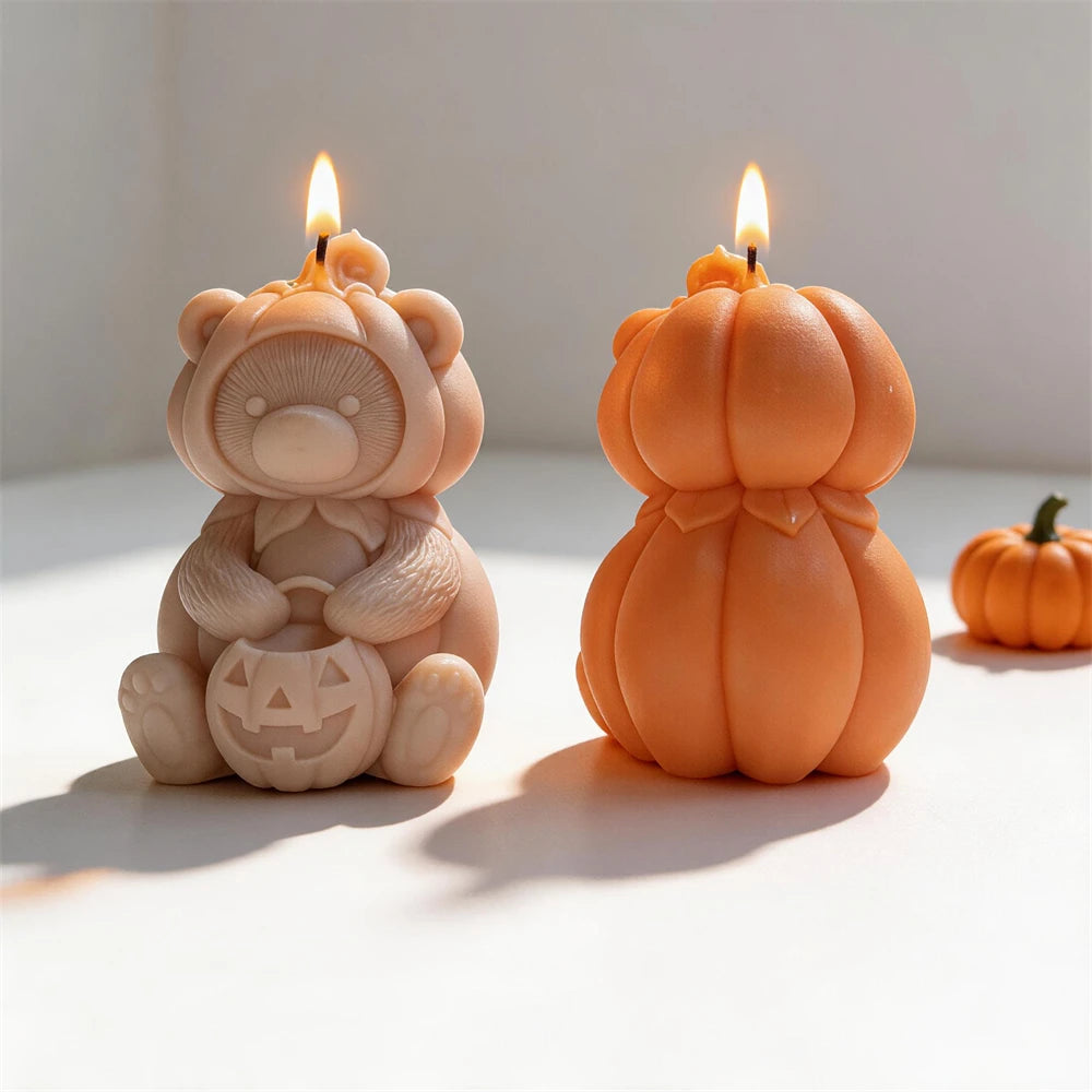 Trick or Treat Pumpkin Bear Silicone Candle Mold