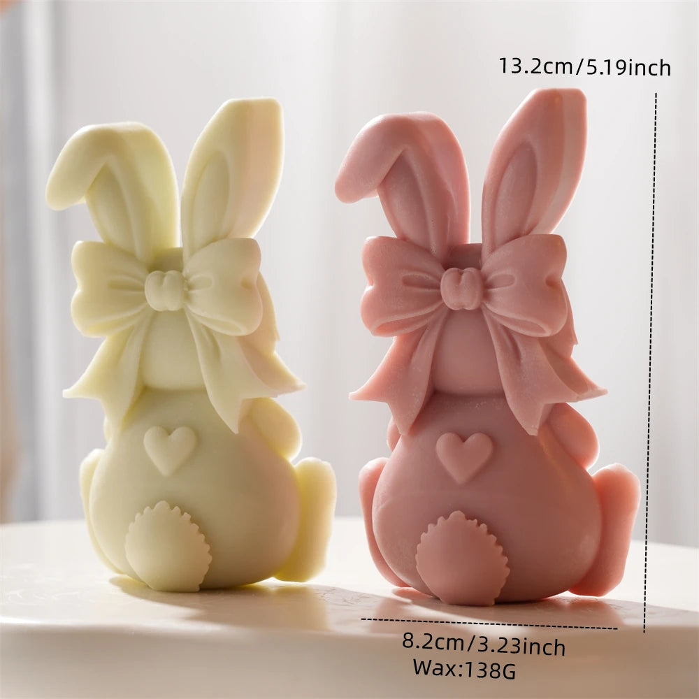 3D Heart Bowknot Bunny Silicone Candle Mold
